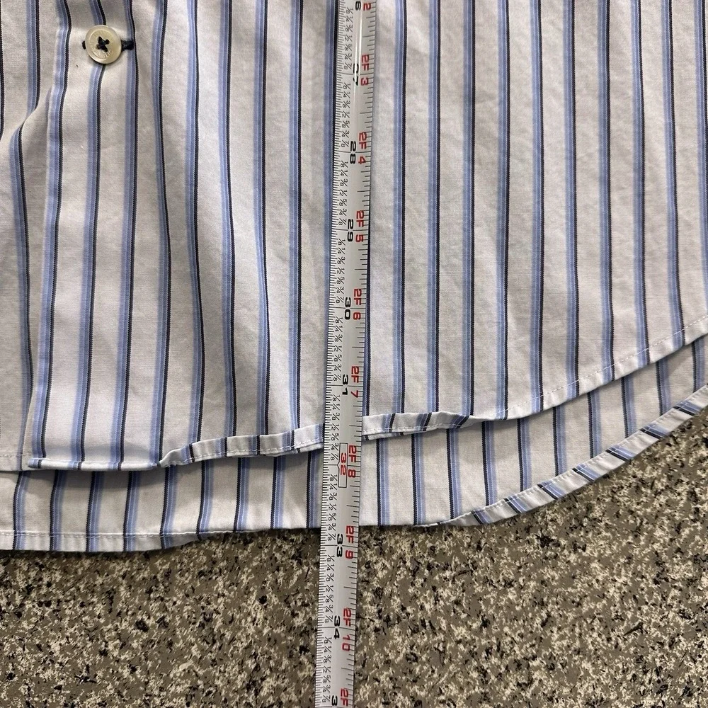 Vintage Banana Republic Dress Shirt Mens XL 17-17.5 Blue Striped LS Button Up